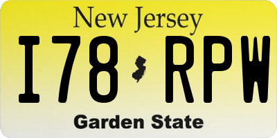 NJ license plate I78RPW