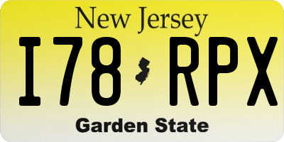 NJ license plate I78RPX