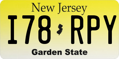 NJ license plate I78RPY