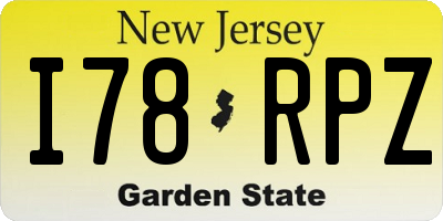 NJ license plate I78RPZ