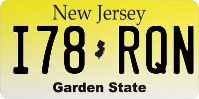 NJ license plate I78RQN