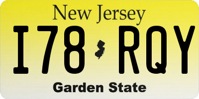 NJ license plate I78RQY