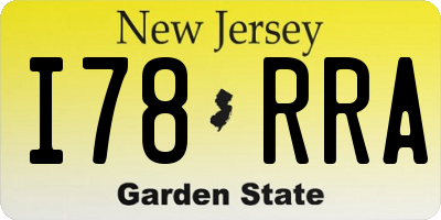NJ license plate I78RRA