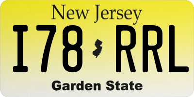 NJ license plate I78RRL