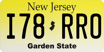 NJ license plate I78RRO