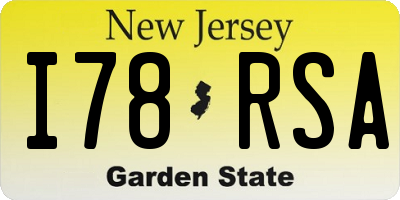 NJ license plate I78RSA