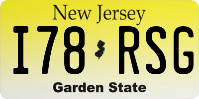 NJ license plate I78RSG