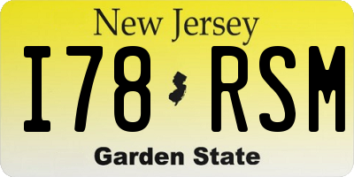 NJ license plate I78RSM