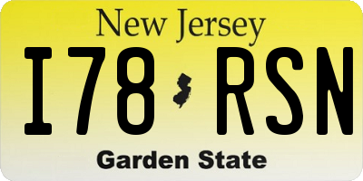 NJ license plate I78RSN