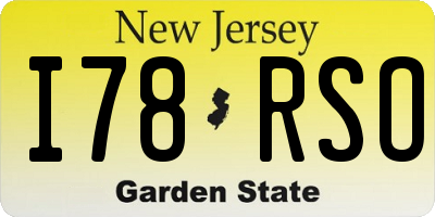 NJ license plate I78RSO