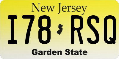 NJ license plate I78RSQ