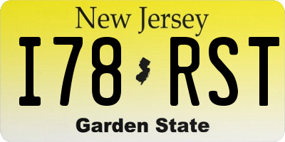 NJ license plate I78RST