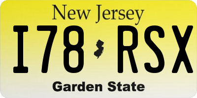 NJ license plate I78RSX