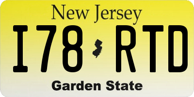 NJ license plate I78RTD
