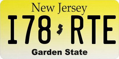 NJ license plate I78RTE