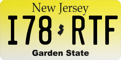 NJ license plate I78RTF