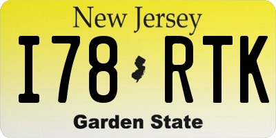 NJ license plate I78RTK