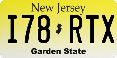 NJ license plate I78RTX