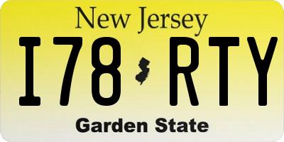 NJ license plate I78RTY