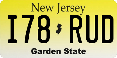 NJ license plate I78RUD