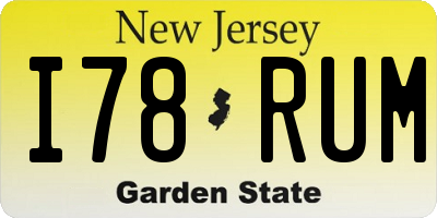 NJ license plate I78RUM