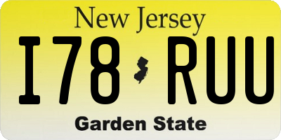 NJ license plate I78RUU