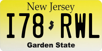 NJ license plate I78RWL