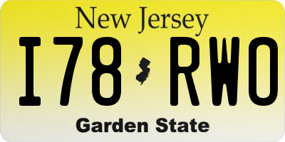 NJ license plate I78RWO