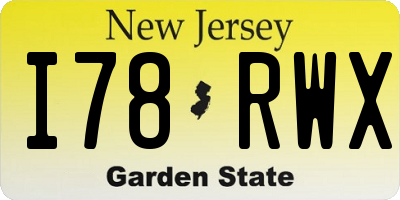 NJ license plate I78RWX