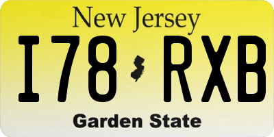 NJ license plate I78RXB