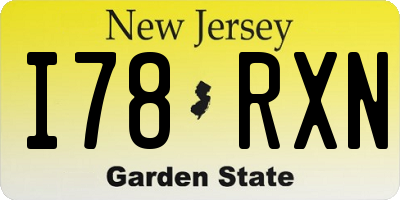 NJ license plate I78RXN