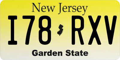NJ license plate I78RXV
