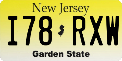NJ license plate I78RXW