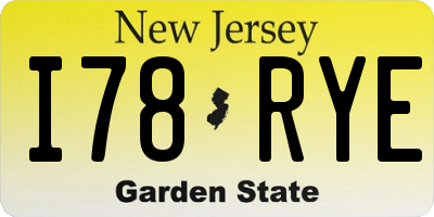 NJ license plate I78RYE