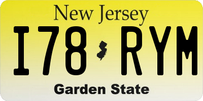 NJ license plate I78RYM