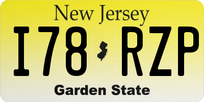NJ license plate I78RZP