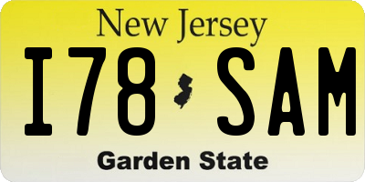 NJ license plate I78SAM