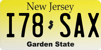NJ license plate I78SAX