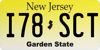 NJ license plate I78SCT
