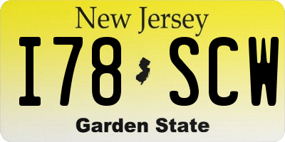 NJ license plate I78SCW
