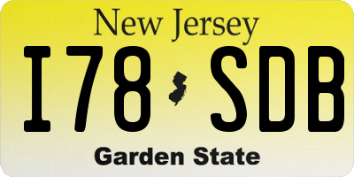 NJ license plate I78SDB