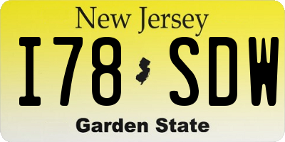 NJ license plate I78SDW