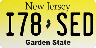 NJ license plate I78SED