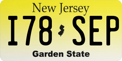 NJ license plate I78SEP