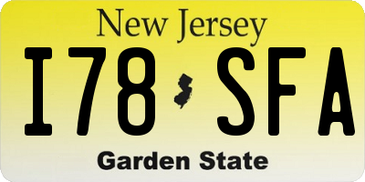 NJ license plate I78SFA