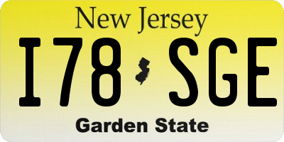 NJ license plate I78SGE
