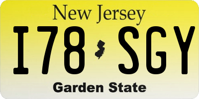 NJ license plate I78SGY