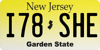 NJ license plate I78SHE