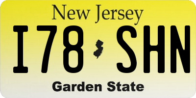 NJ license plate I78SHN