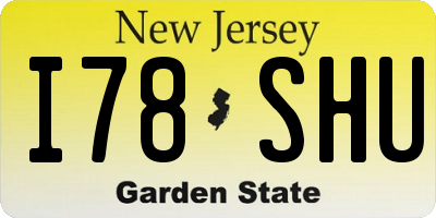 NJ license plate I78SHU